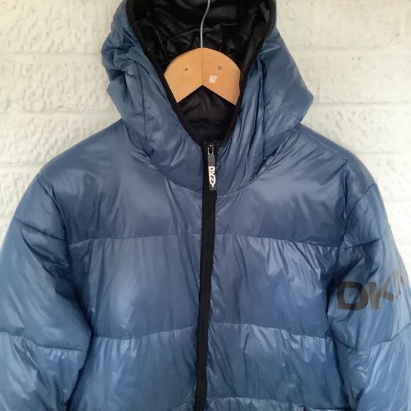 DKNY Puffer Jacket - Size L - Blue - Hooded - P2P 24” - Picture 5 of 8